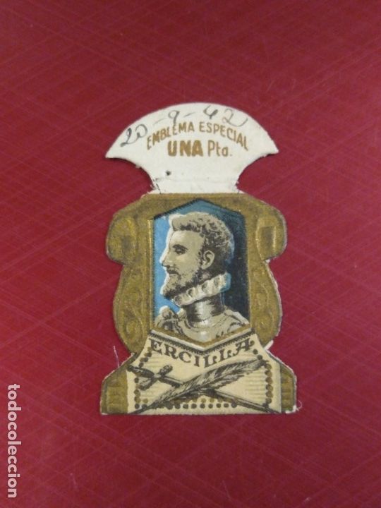 Militaria: Emblema especial auxilio social serie E Alonso Ercilla.