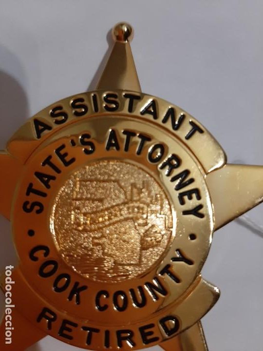 Militaria: PLACA DEL ASISTENTE DEL FISCAL DEL CONDADO DE COOK - Foto 2