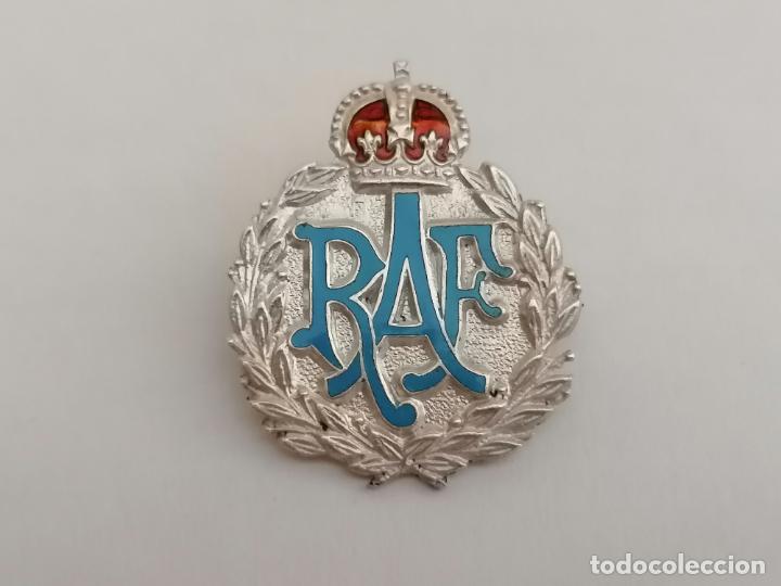 Military Antiques: INSIGNIA IMPERDIBLE RAF, ROYAL AIR FORCE, PLATA Y ESMALTE, MEDIDAS 25 X 30 MM