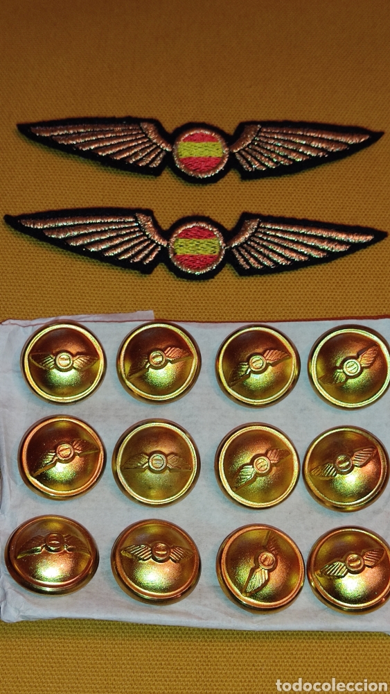 Militaria: LOTE MILITAR. 12 botones dorados de piloto de aviaci&oacute;n civil + 2 Rokinski. TODO A ESTRENAR!!!