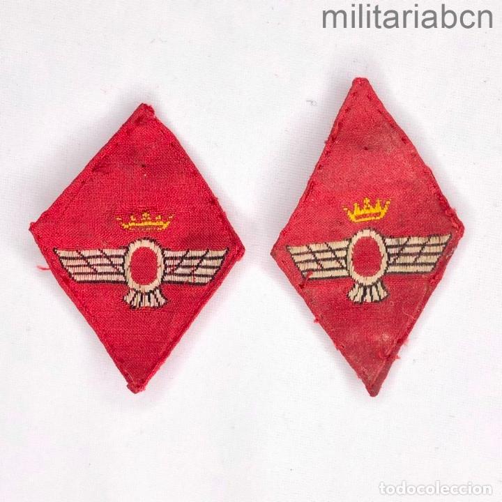 Militaria: Pareja de Rombos del Ej&eacute;rcito del Aire, Aviaci&oacute;n. 1er Modelo en tela. &Eacute;poca Franco.