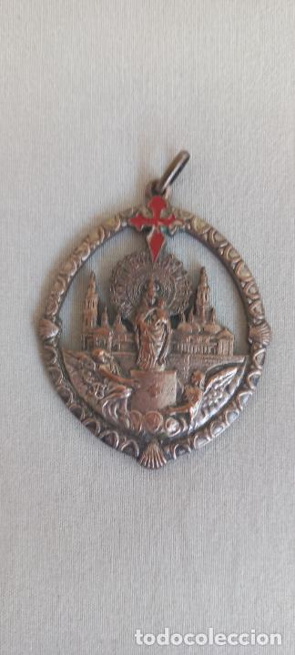Militaria: ANTIGUA MEDALLA MEDALLON DE LA VIRGEN DEL PILAR, CRUZ DE SANTIAGO Y FECHAS DE LA GUERRA CIVIL DETR&Aacute;S