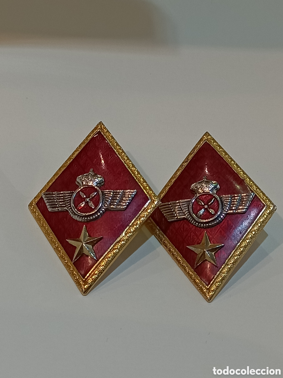 Militaria: Pareja de rombos de coronel del estado mayor, del ejercito del aire. - Foto 1