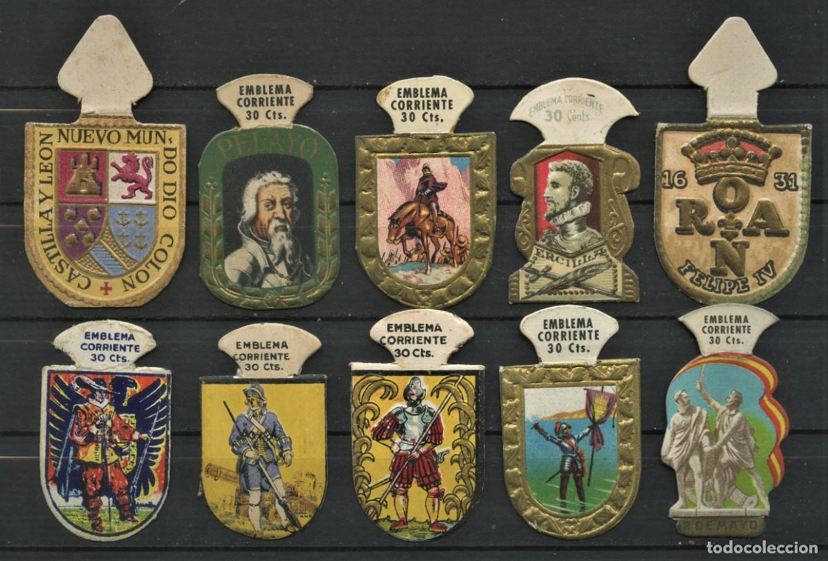 Military Antiques: GUERRA CIVIL, EMBLEMA, FALANGE, AUXILIO SOCIAL, LOTE DE 10 PIEZAS, Ref. 6