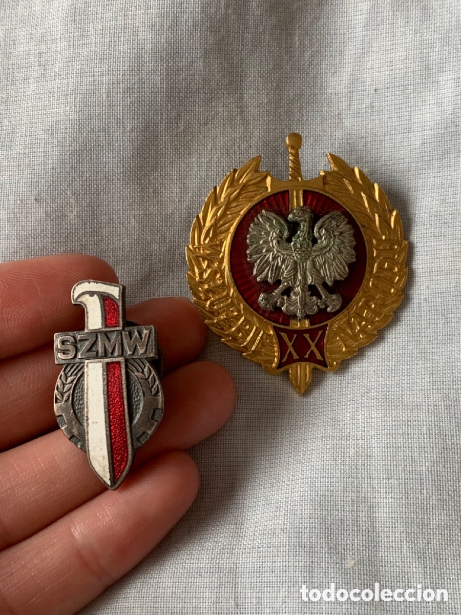 Militaria: DOS INSIGNIAS POLACAS UNI&Oacute;N SOCIALISTA JUVENTUD MILITAR Y XX A&Ntilde;OS SEVICIO DE LA NACI&Oacute;N