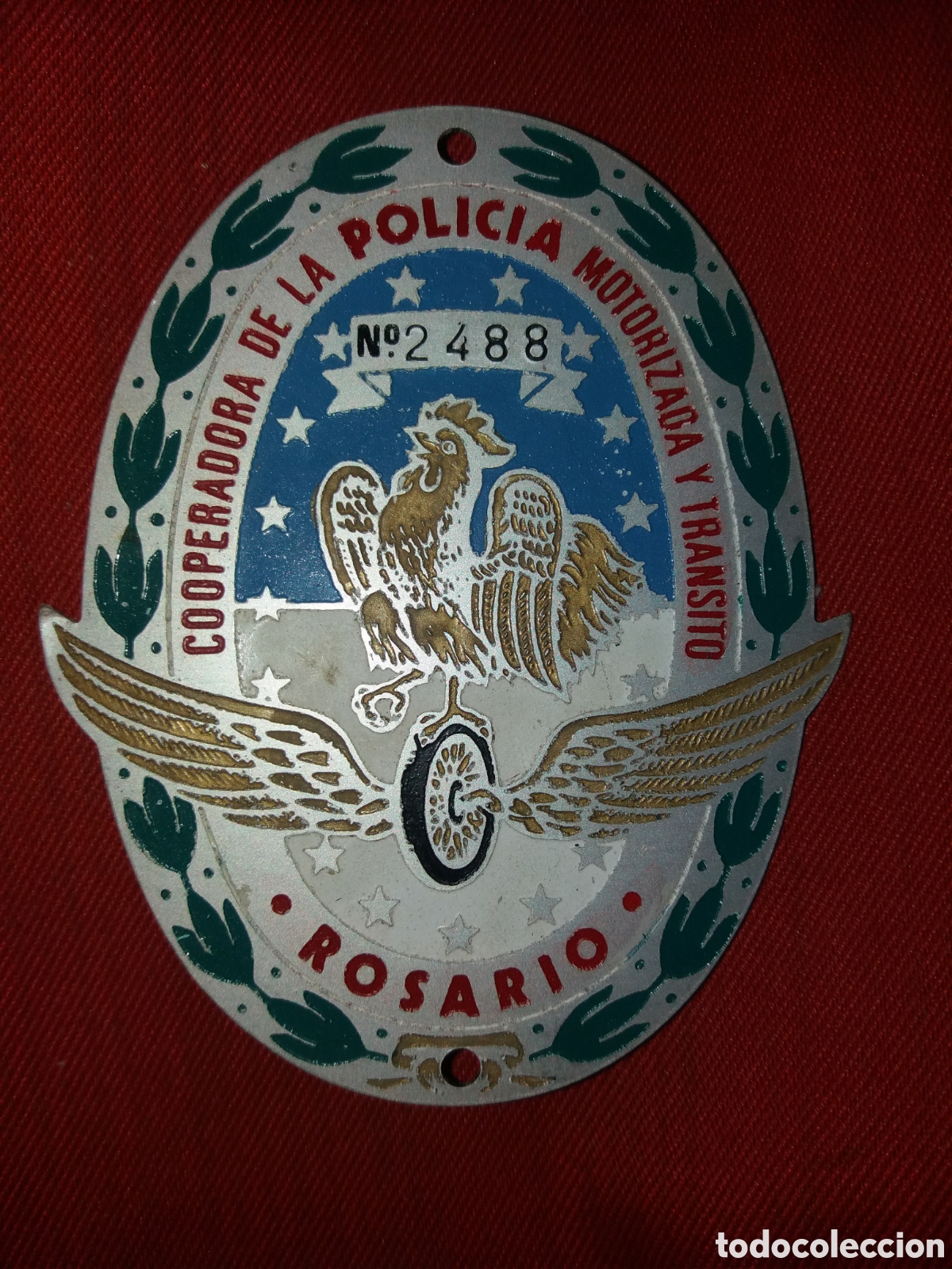 Military Antiques: Placa Numerada De Policia De Transito De Rosario Argentina PAGO SOLO WESTERN UNION