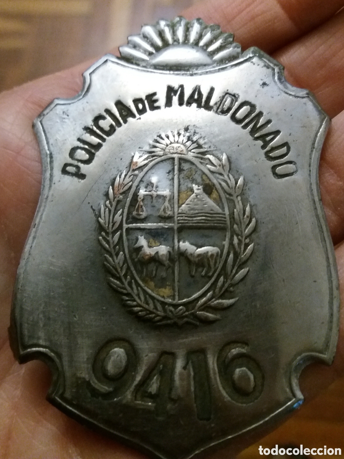Militaria: PLACA NUMERADA DE POLICIA DEPARTAMENTO DE MALDONADO URUGUAY 1930s NUMBERED PLAQUE POLICE