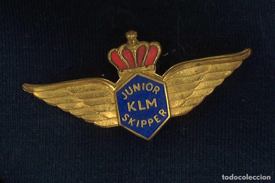 Militaria: Insignia de compa&ntilde;&iacute;a a&eacute;rea Junior KLM Skipper - Foto 1