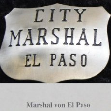 Militaria: INSIGNIA PLACA DE CITY MARSHAL EL PASO CON SU CERTIFICADO