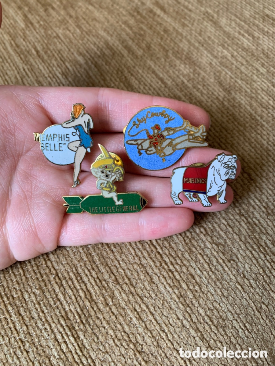 Military Antiques: LOTE INSIGNIAS ESTADOS UNIDOS BULLDOG MARINES - B-17 FORTALEZA VOLADORA MENPHIS BELLE - ETC - USA