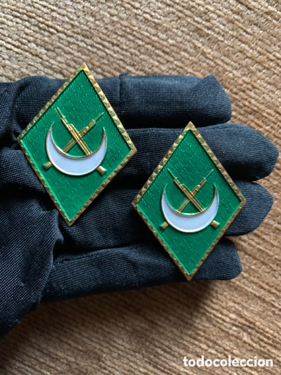 Militaria: ANTIGUA PAREJA DE ROMBOS DE REGULARES VERDES
