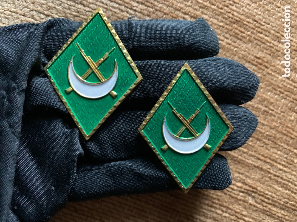 Militaria: ANTIGUA PAREJA DE ROMBOS DE REGULARES VERDES