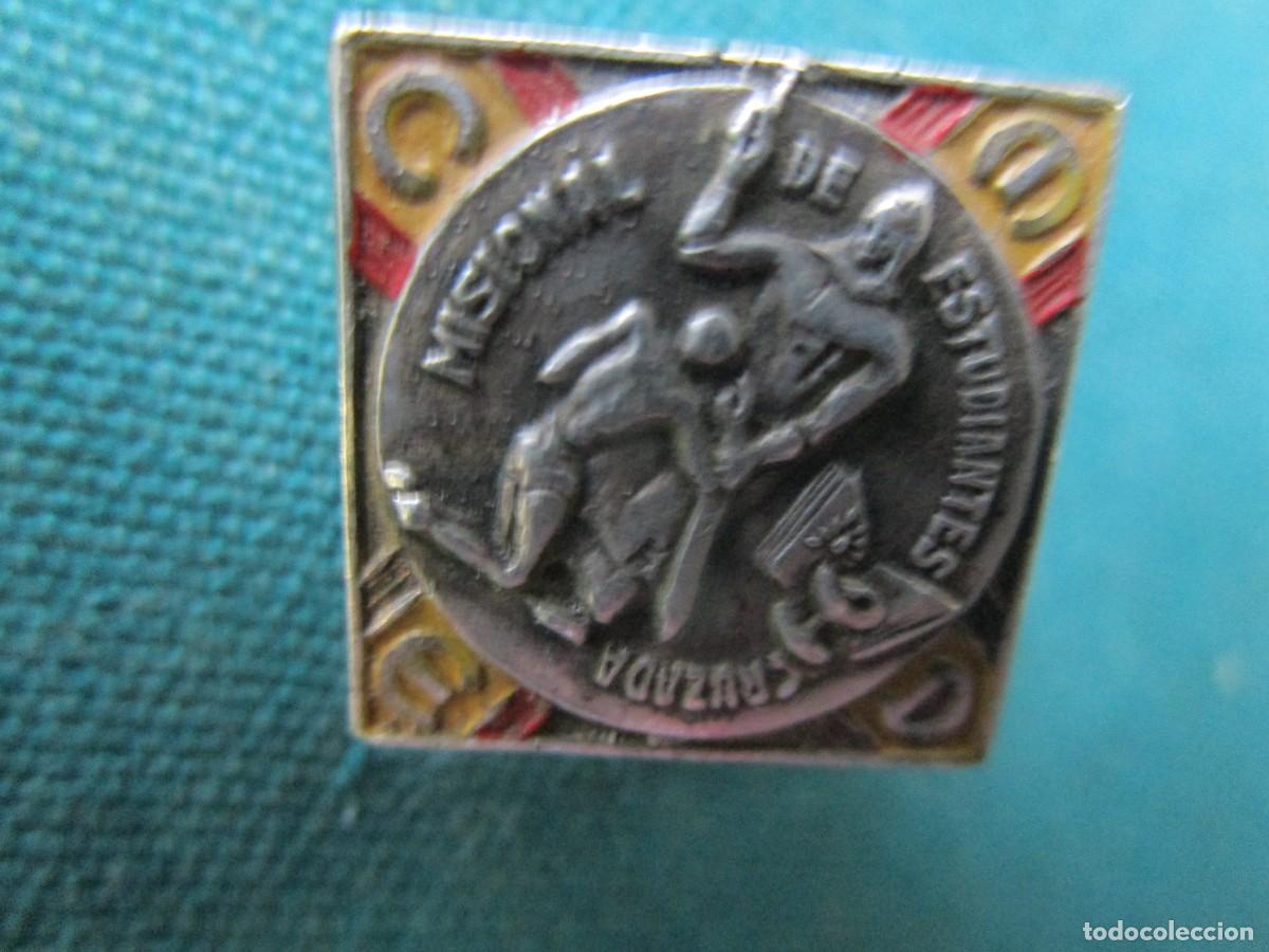 Militaria: CRUZADA MISIONAL DE ESTUDIANTES - INSIGNIA PIN DE PLATA Y AGUJA 16X16MM. BUENA CONSERVACION + INFO