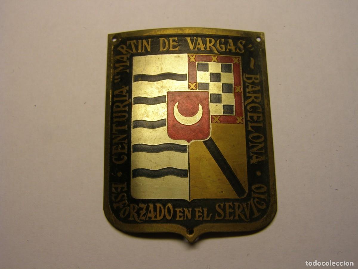 Militaria: Placa de brazo antigua de centuria de Falange MARTIN DE VARGAS.