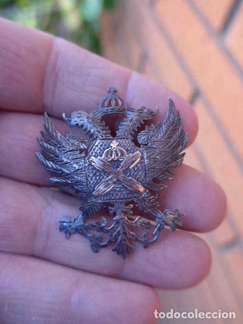 Militaria: ANTIGUO EMBLEMA CARLISTA DE PLATA AGUILA BICEFALA Y CRUZ DE BORGO&Ntilde;A - REQUETE