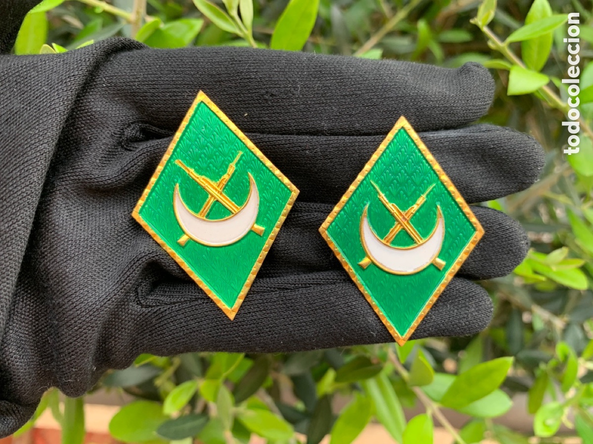 Militaria: ANTIGUA PAREJA DE ROMBOS DE REGULARES VERDES