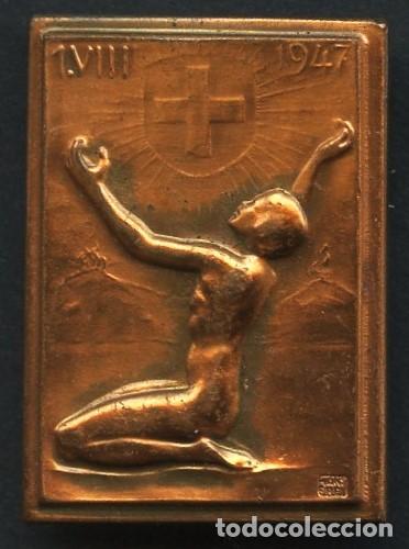 Militaria: SUIZA, INSIGNIA, PIN, FIESTA NACIONAL DE SUIZA, 1947