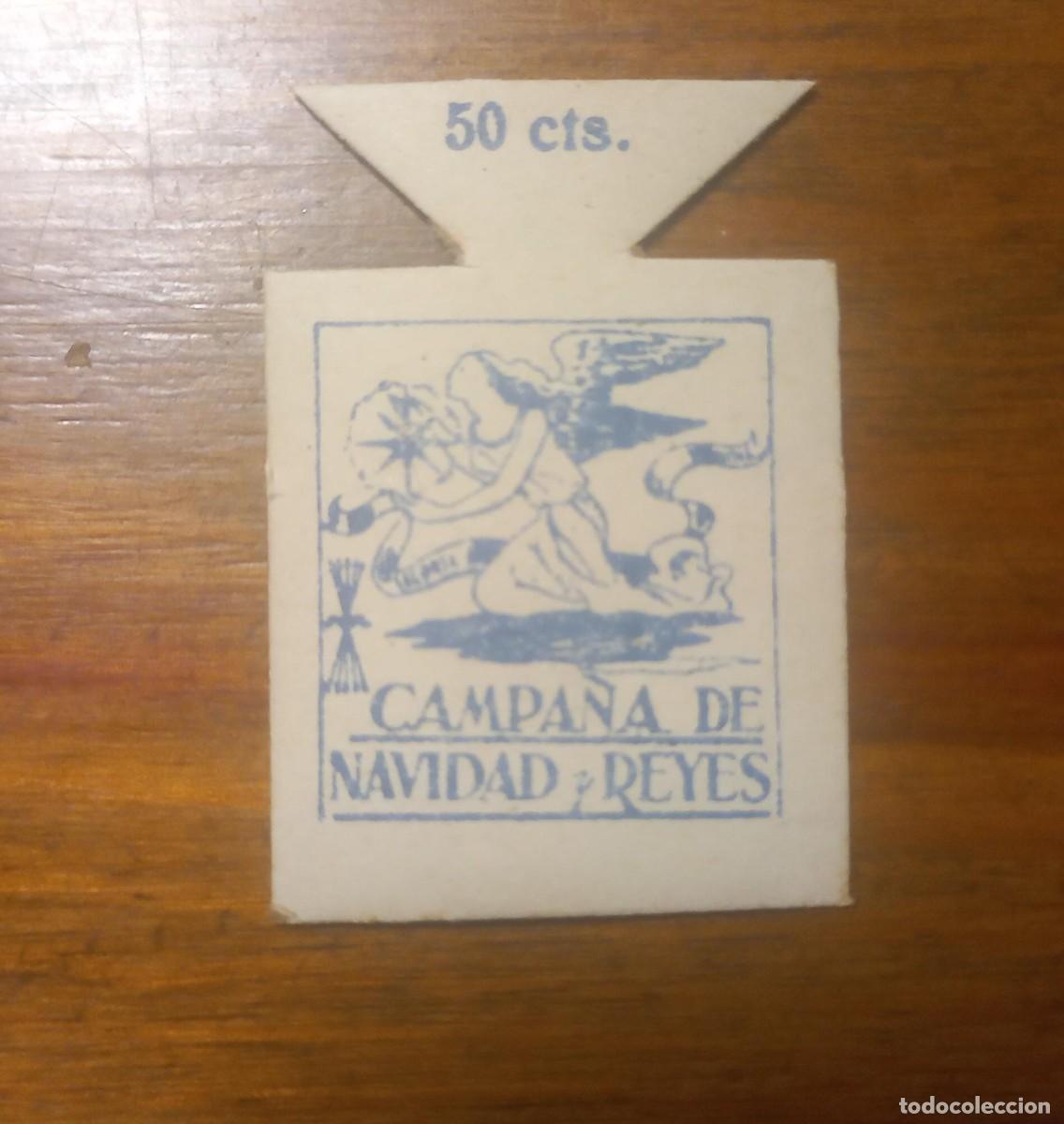 Militaria: Emblema auxilio social, FRENTE JUVENTUDES, falange 50 cts, campa&ntilde;a navidad reyes.