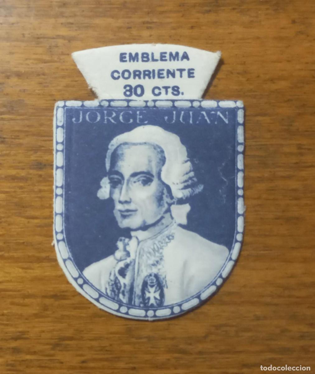 Militaria: Emblemas auxilio social, corriente. Serie G, N&ordm; 9, JORGE JUAN Y SANTA CILLA.