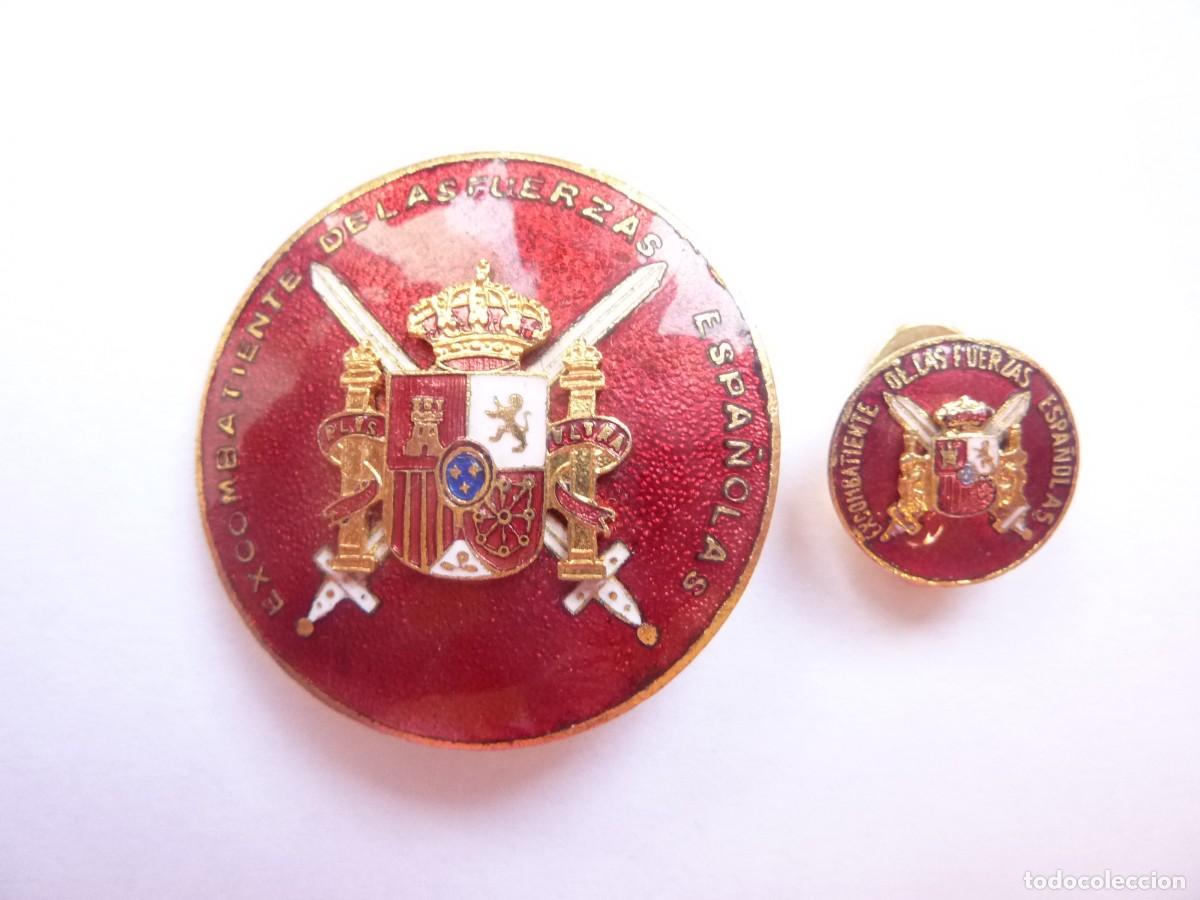 Militaria: Distintivo excombatiente de las fuerzas espa&ntilde;olas. Insignia y miniatura. Oficiales ex combatientes