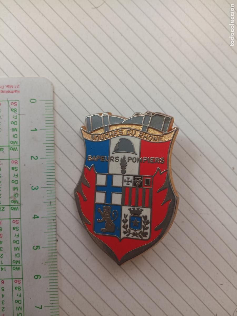 Militaria: FRANCIA, PEPITO / INSIGNIA DE BOMBEROS FRANCESA SAPEURS POMPIERS, BOUCHES DU RH&Ocirc;NE