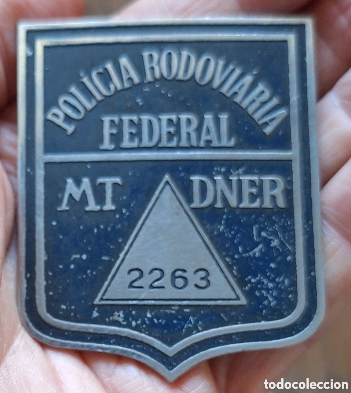 Militaria: PLACA NUMERADA DE POLICIA RODOVIARIA FEDERAL DE BRASIL A&Ntilde;OS 1970 Departamento Nacional de Estradas