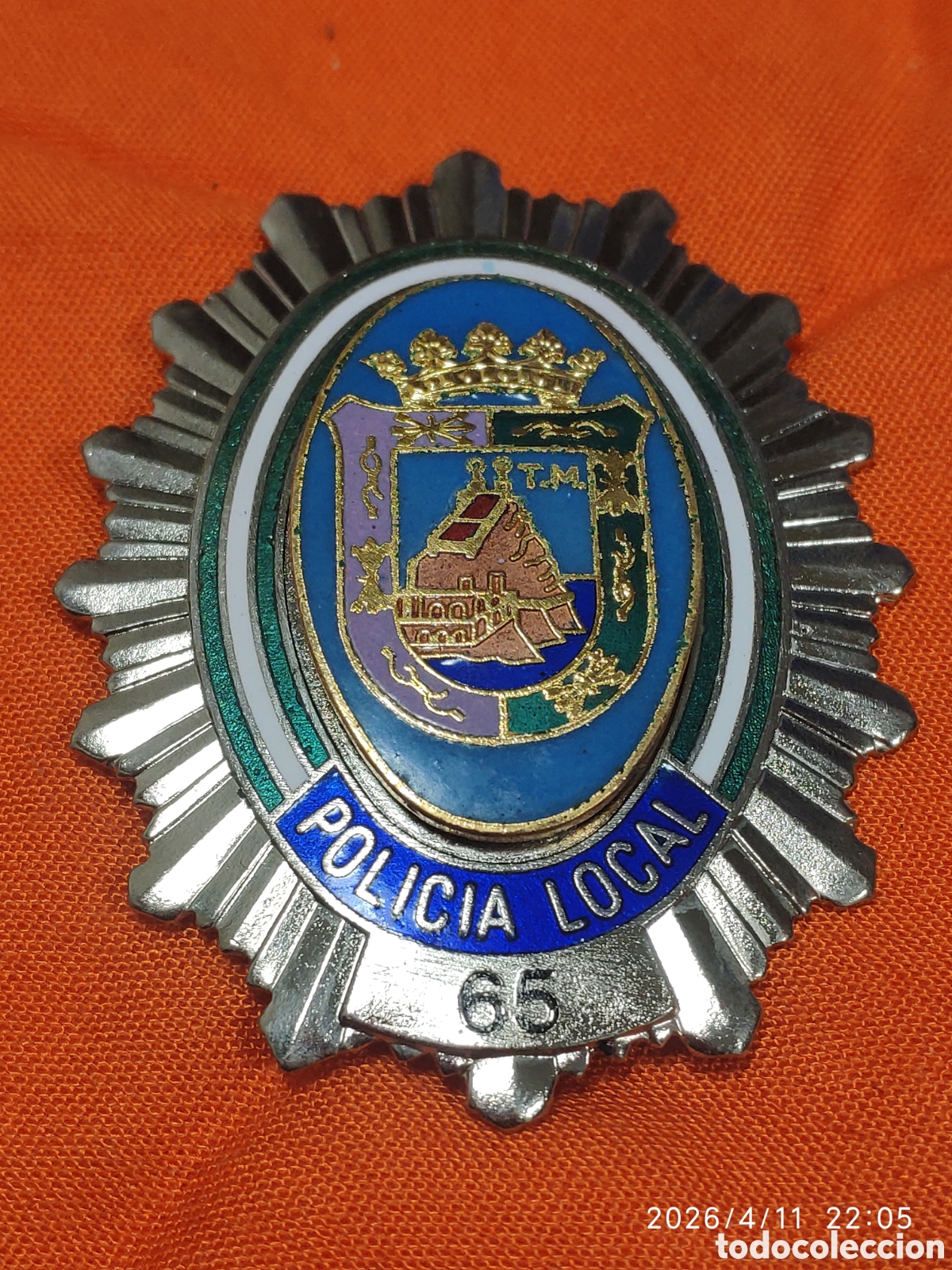 Militaria: Placa insignia numera polic&iacute;a local malaga