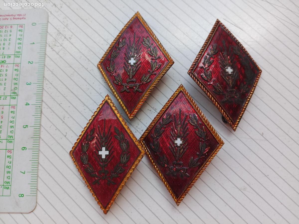 Militaria: 4 ROMBOS VETERINARIA MILITAR a&ntilde;os 60-70