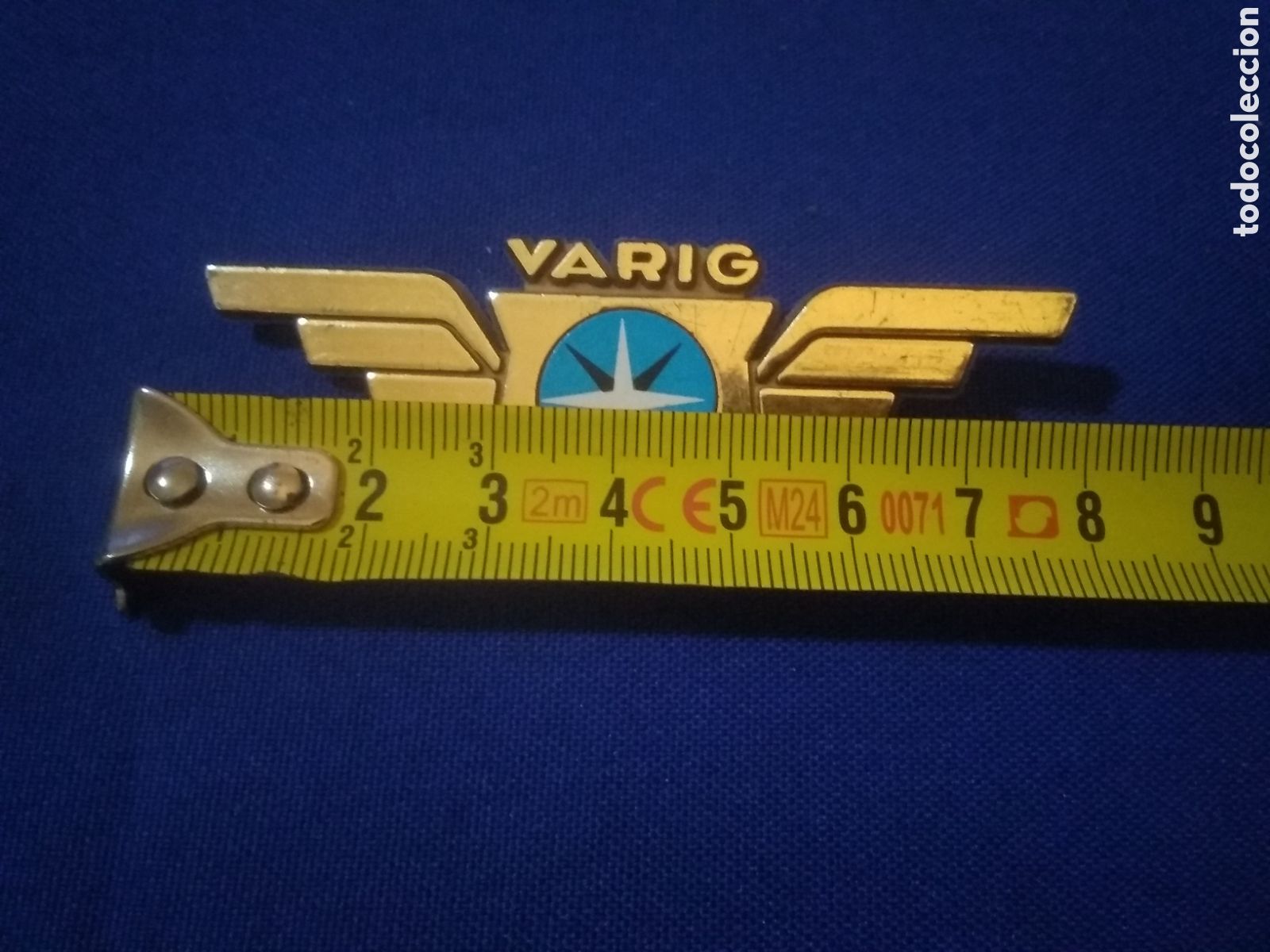 Militaria: ALAS TIPO ROKISKI INSIGNIA EMBLEMA DE AEROL&Iacute;NEA COMPA&Ntilde;&Iacute;A LINEAS AEREAS VARIG DE BRASIL - 7,7x2,7 cm.
