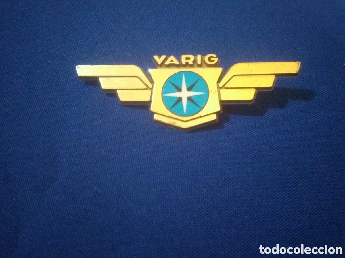 Militaria: ALAS TIPO ROKISKI EMBLEMA DE AEROL&Iacute;NEA COMPA&Ntilde;&Iacute;A LINEAS AEREAS VARIG DE BRASIL - 7,7x2,7 cm.