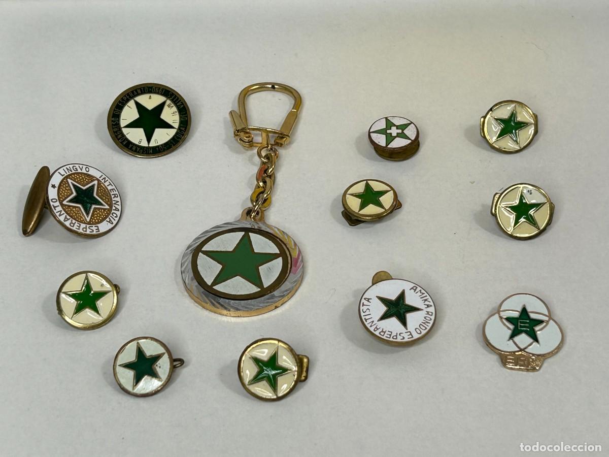 Militaria: LOTE ANTIGUOS PINS INSIGNIAS ESPERANTO REP&Uacute;BLICA ESPERANTISTA