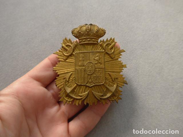 Militaria: Antigua gran insignia o emblema de gorro ros de la marina o armada de Alfonso XIII, naval. Original