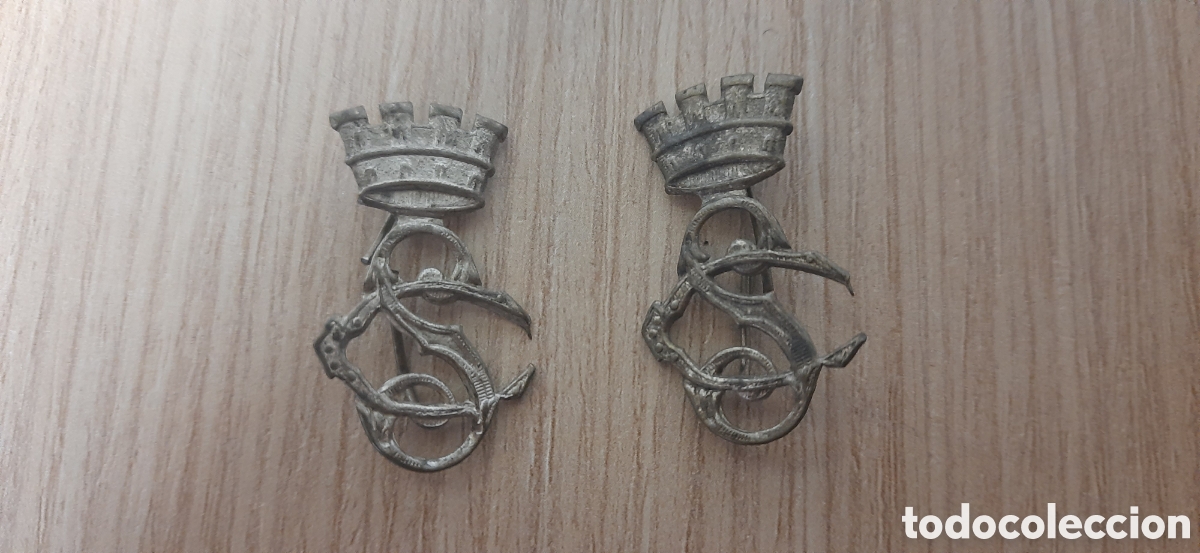 Militaria: insignias de cuello plateadas de cuerpo de seguridad republica