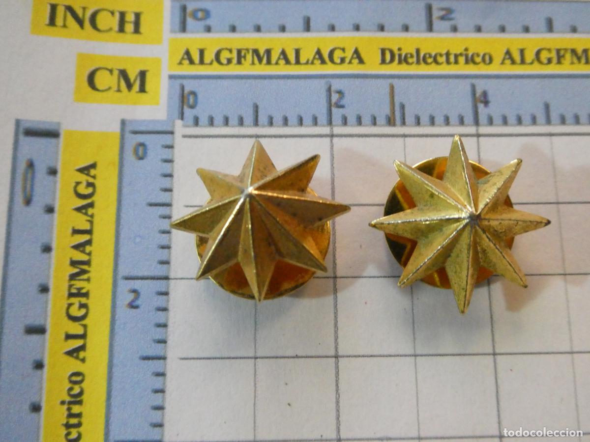 Militaria: 2 INSIGNIAS MILITARES. EMPLEO RANGO COMANDANTE. DORADAS ESTRELLAS 8 PUNTAS