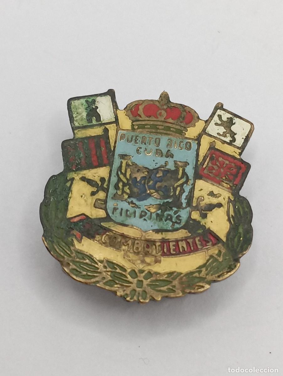 Militaria: Raro pin combatientes de Puerto Rico, Cuba y Filipinas