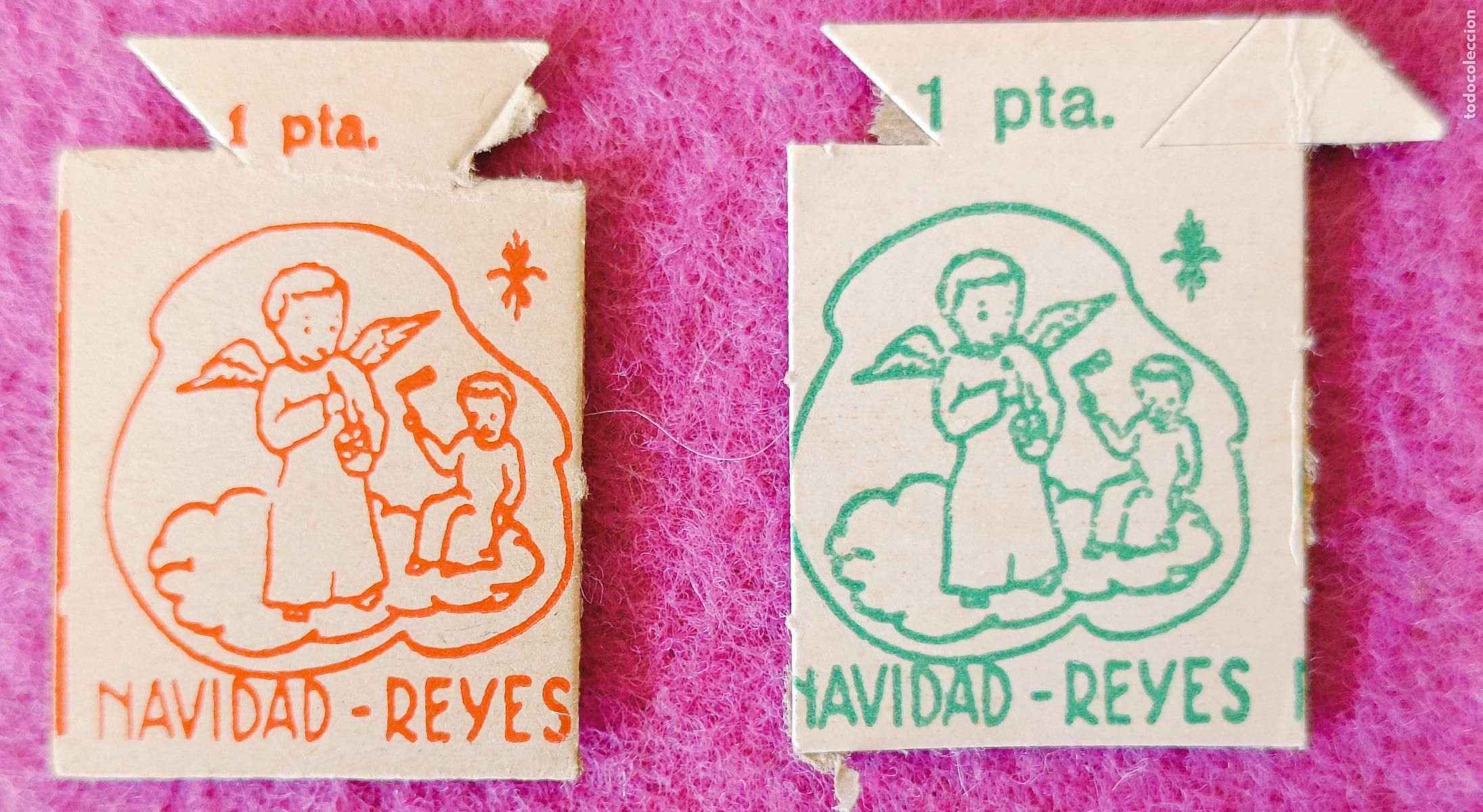 Militaria: 2 EMBLEMA AUXILIO SOCIAL ESPECIAL 1 PTA FALANGE NAVIDAD Y REYES CAMPA&Ntilde;A DE REYES ANGELITO