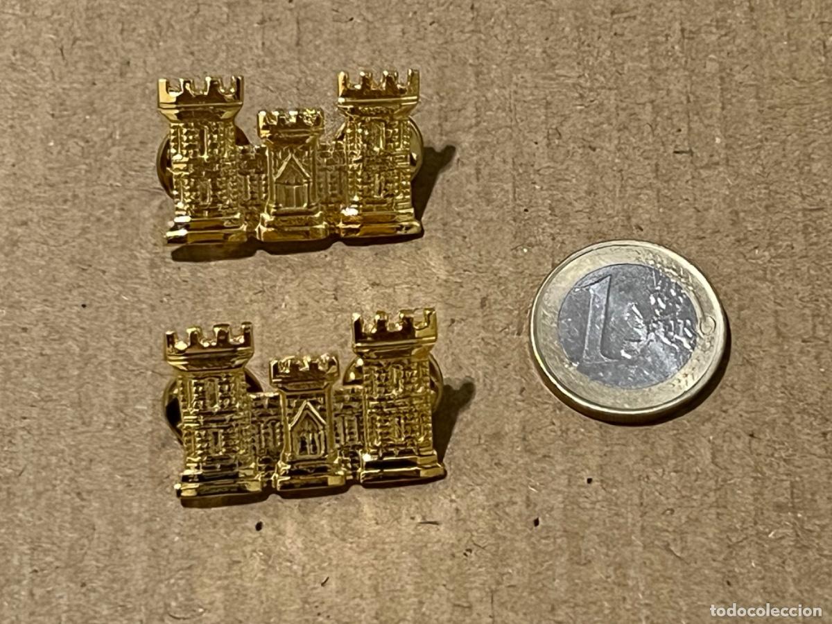 Militaria: 2 Insignias de metal militar EJ&Eacute;RCITO NACIONAL COLOMBIA ingenieros