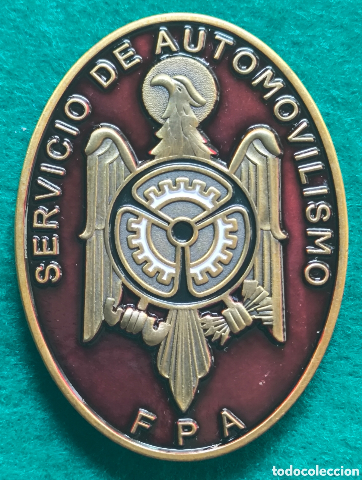 Militaria: POLICIA ARMADA SERVICIO DE AUTOMOVILISMO EMBLEMA DISTINTIVO PLACA ESPA&Ntilde;A C. 1975