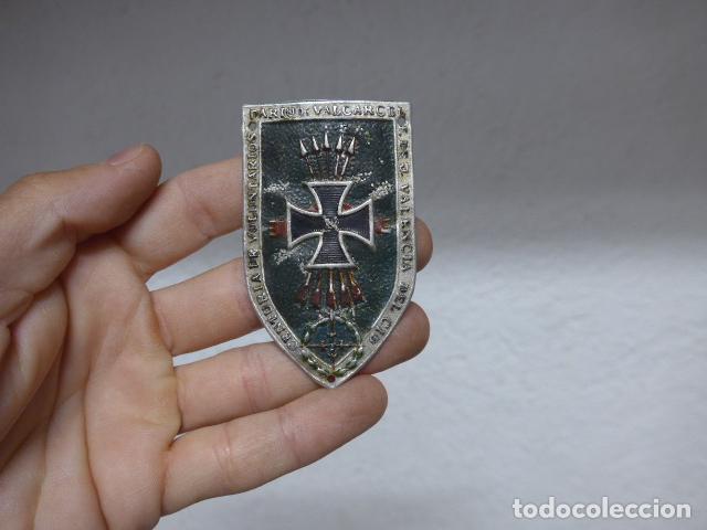 Militaria: Antigua chapa de centuria Voluntarios Dario Valcarcel F de J Valencia del Cid, Division azul falange