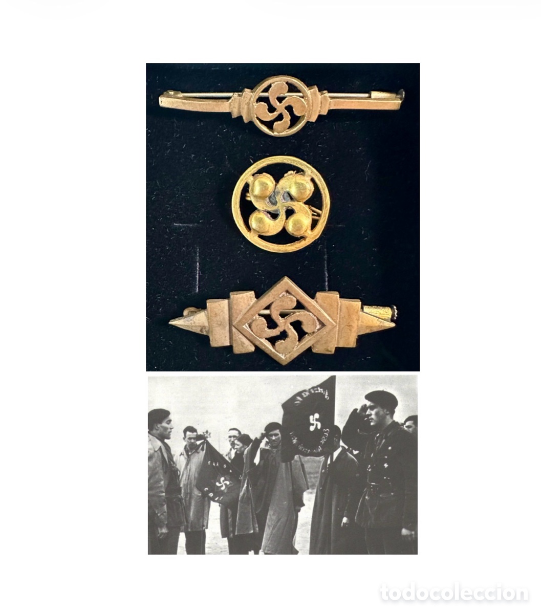 Militaria: Lauburus, 3 emblemas de los gudaris vascos (guerreros).