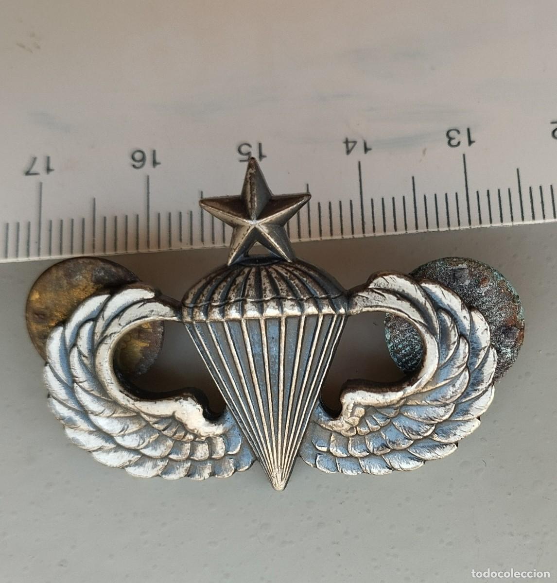 Militaria: Distintivo paracaidista Senior Estados Unidos USA en plata