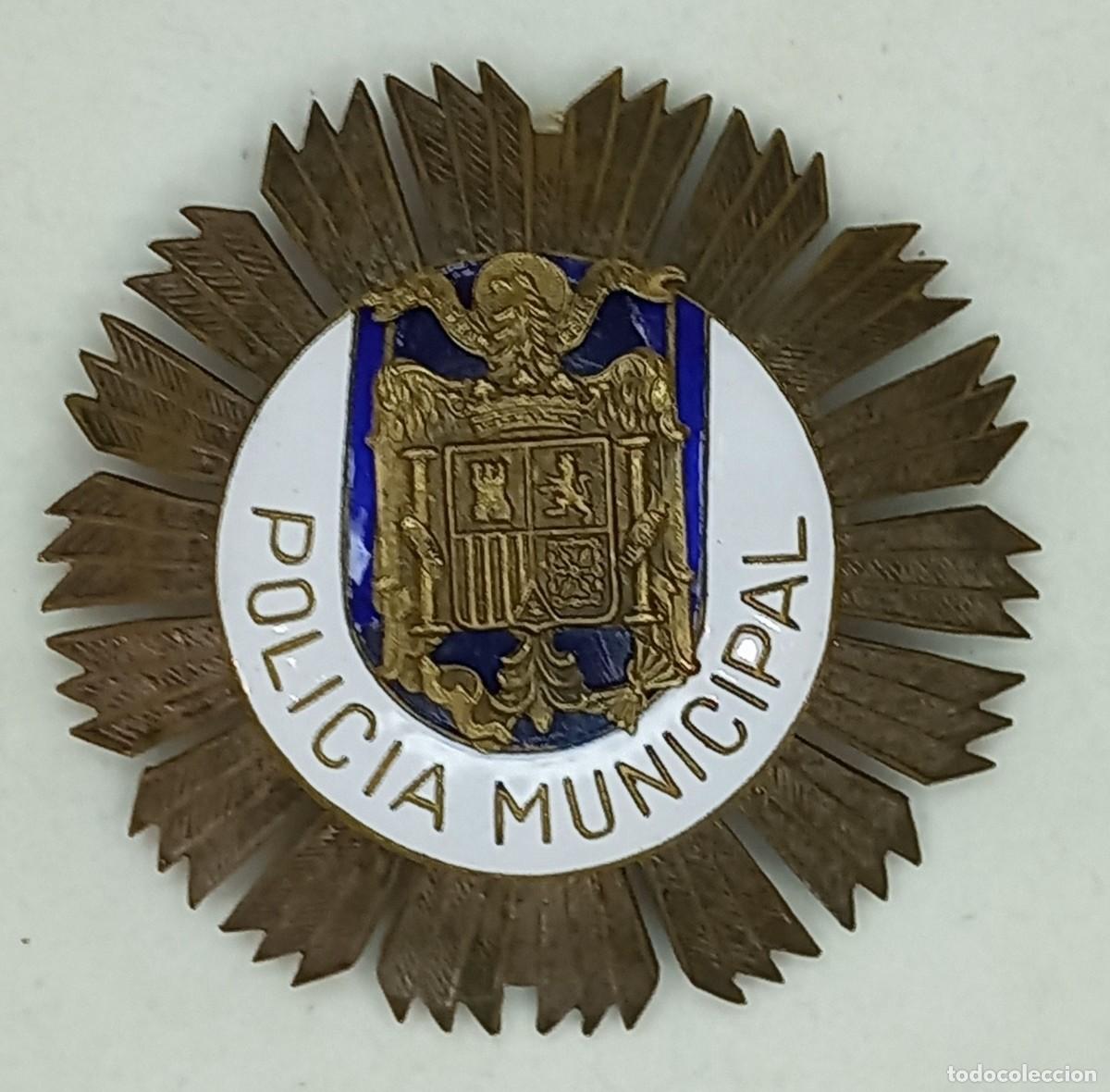Militaria: GRAN PLACA ESMALTADA DE PECHO DE LA POLICIA MUNICIPAL , LOCAL - EPOCA DE FRANCO A&Ntilde;OS 40 / 50