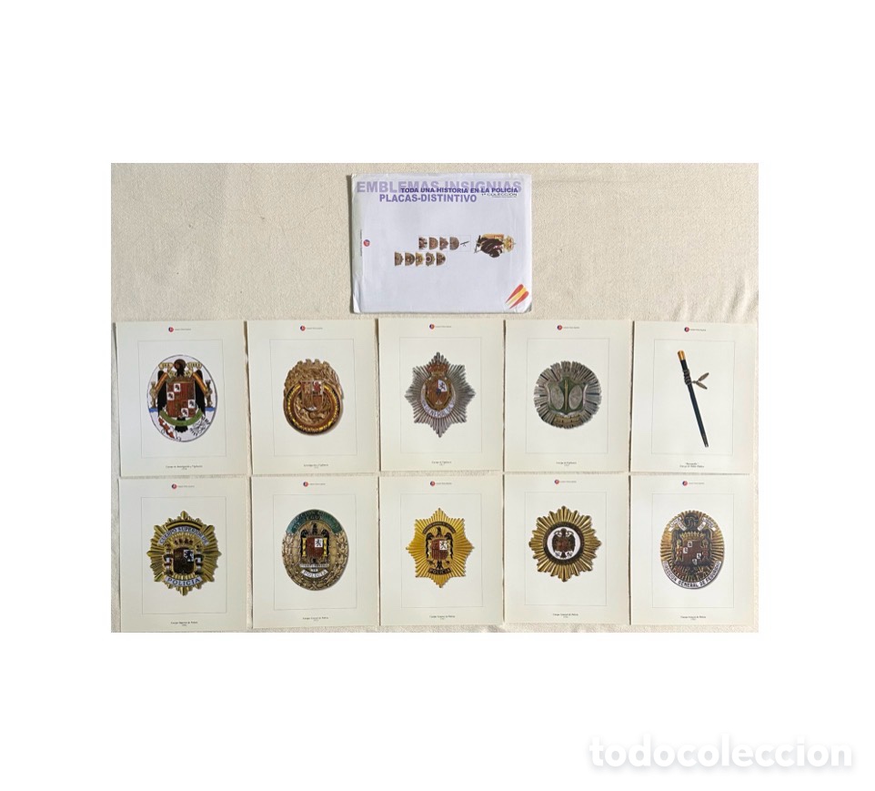 Militaria: Polic&iacute;a Espa&ntilde;ola. Emblemas, insignias, placas-distintivo. 1&ordf; colecci&oacute;n de 10 l&aacute;minas.