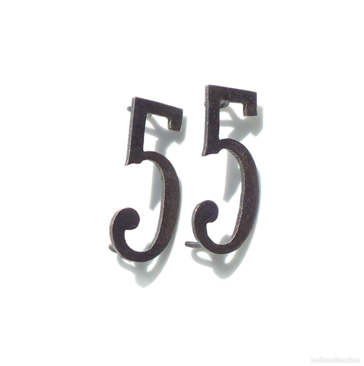 Militaria: DISTINTIVO NUMERALES PARA CUELLO - NUMERO 5 - ISABEL II - ALFONSO XII. 2,5 CM DE ALTO.