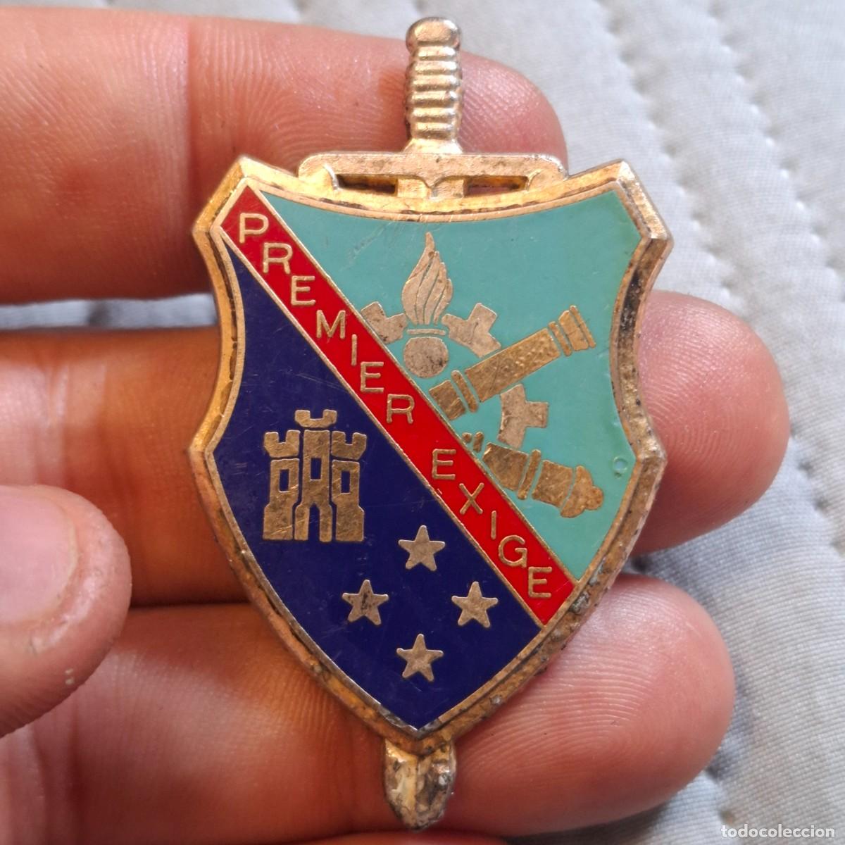 Militaria: insignia del 1&deg; R&eacute;giment du Mat&eacute;riel (1&deg; Regimiento de Material) del ej&eacute;rcito franc&eacute;s.