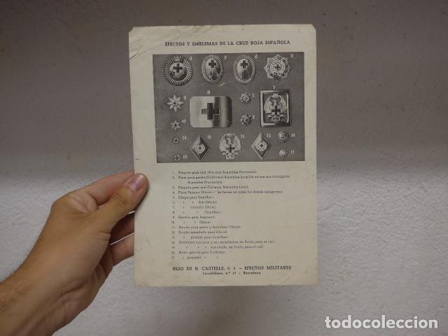 Militaria: Antiguo cartel catalogo de placas y insignias emblemas de la Cruz Roja, de castells