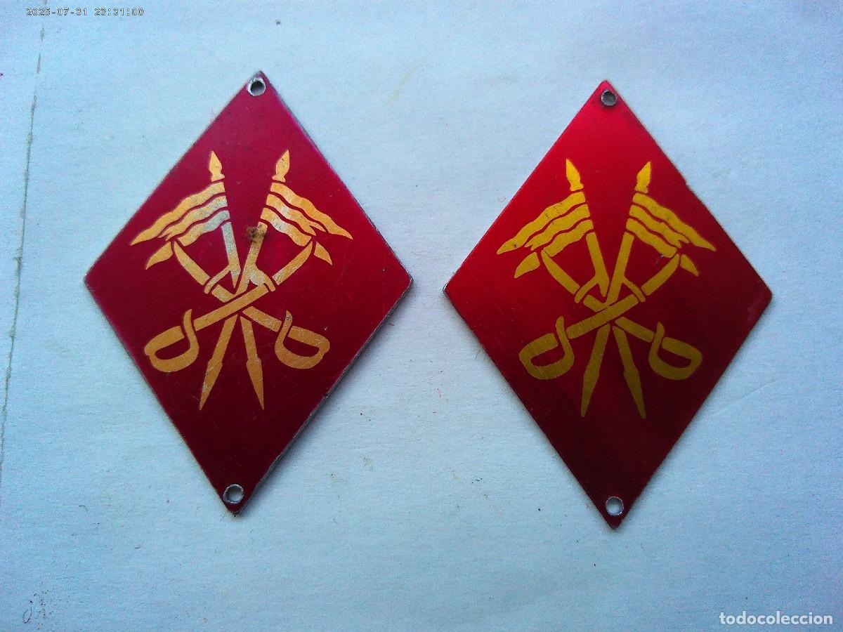 Militaria: PAR DE ROMBOS DE CUELLO DE LA CABALLERIA ESPA&Ntilde;OLA , EPOCA DE FRANCO