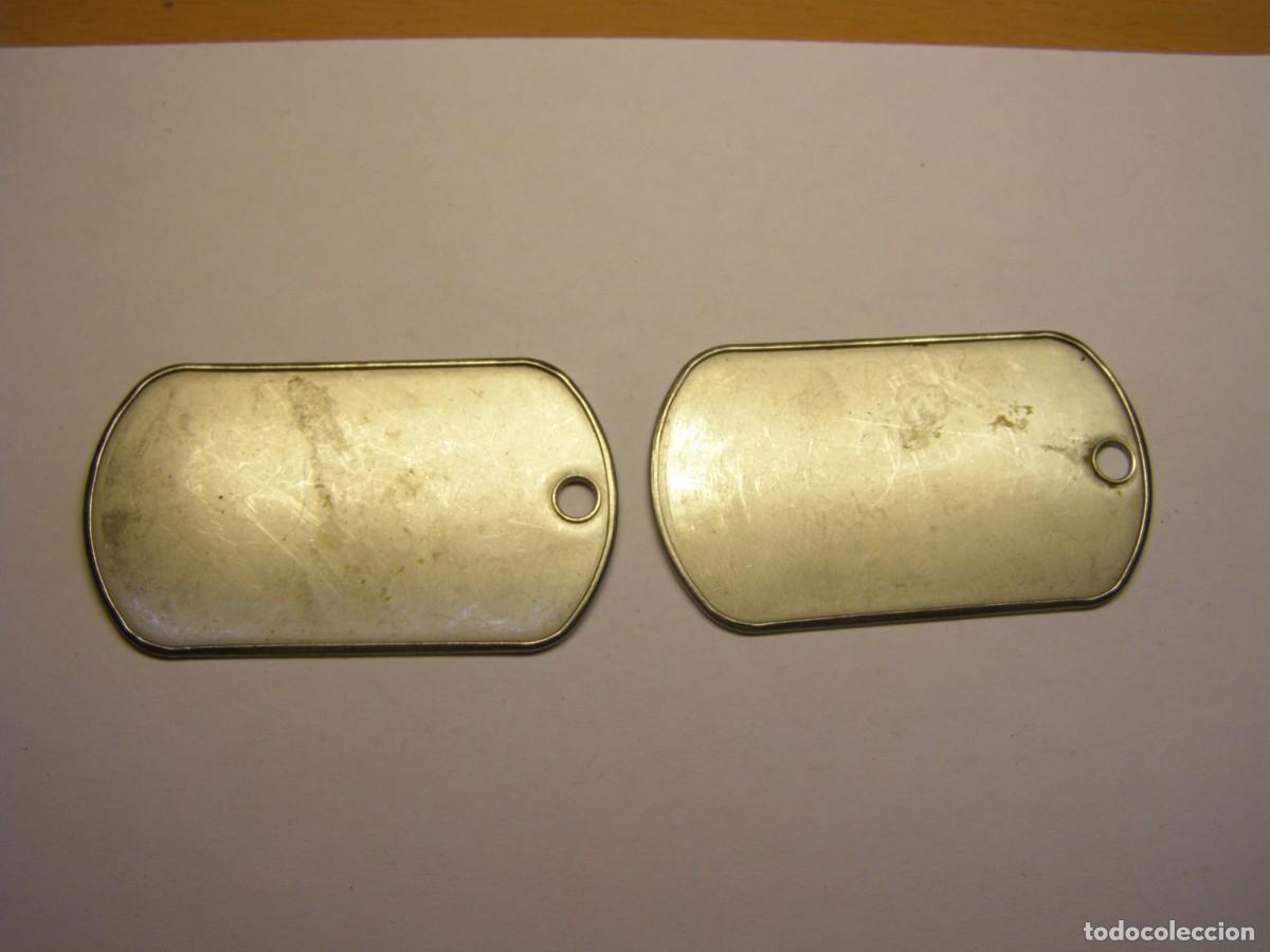 Militaria: Par de chapas de identificaci&oacute;n militares sin grabar, a&ntilde;os 60-80.
