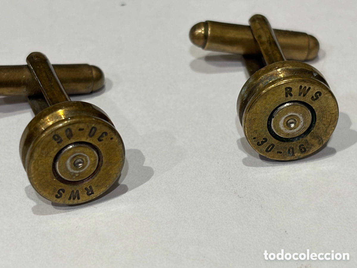 Militaria: Pareja de Gemelos realizado con casquillo de una Bala RWS 30 - 06 (antigua)