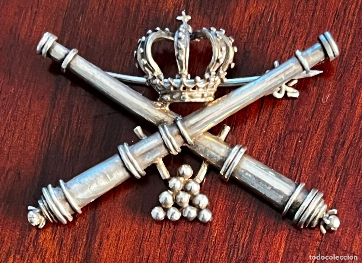 Militaria: ANTIGUO EMBLEMA EN PLATA DE ARTILLERIA, PUEDE SER PARA SALACOT, SIGLO XIX, MIDE 5 X 3 CMS. SISTEMA I